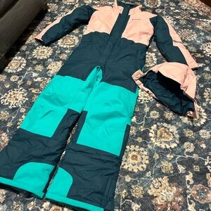 Columbia Pink and Teal Snowsuit with Hood Youth Large